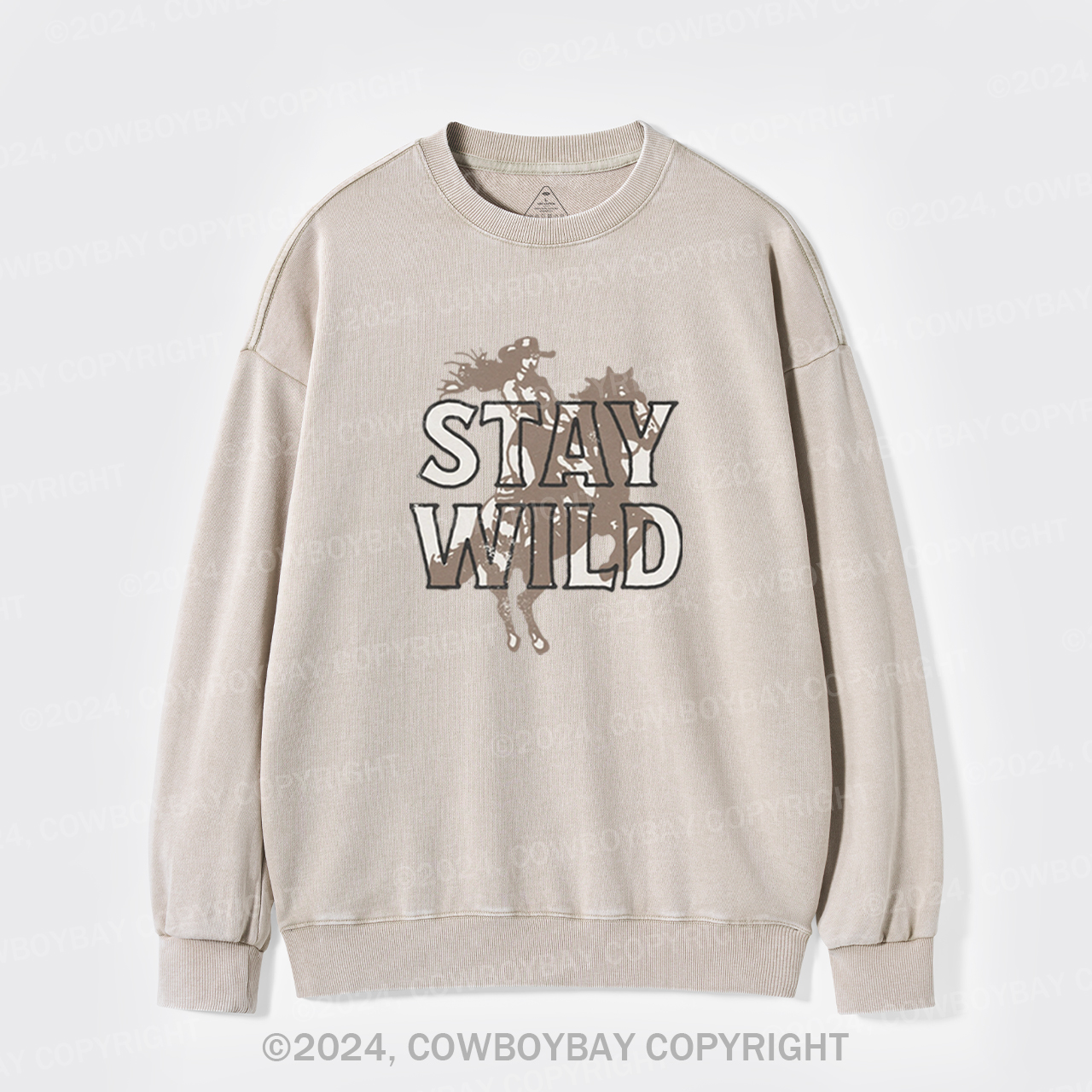 Stay Wild Cowgirl Horse Western Washed Sweatshirts