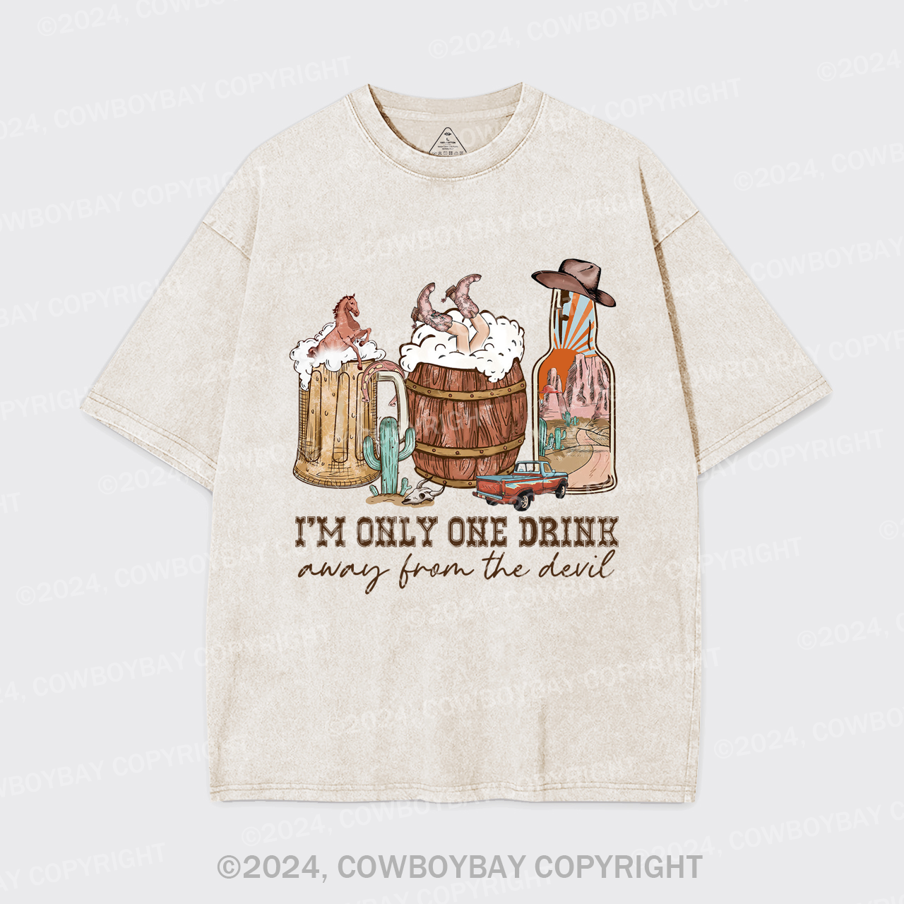 I'm Only One Drink Away From The Devil Garment-dye Tees