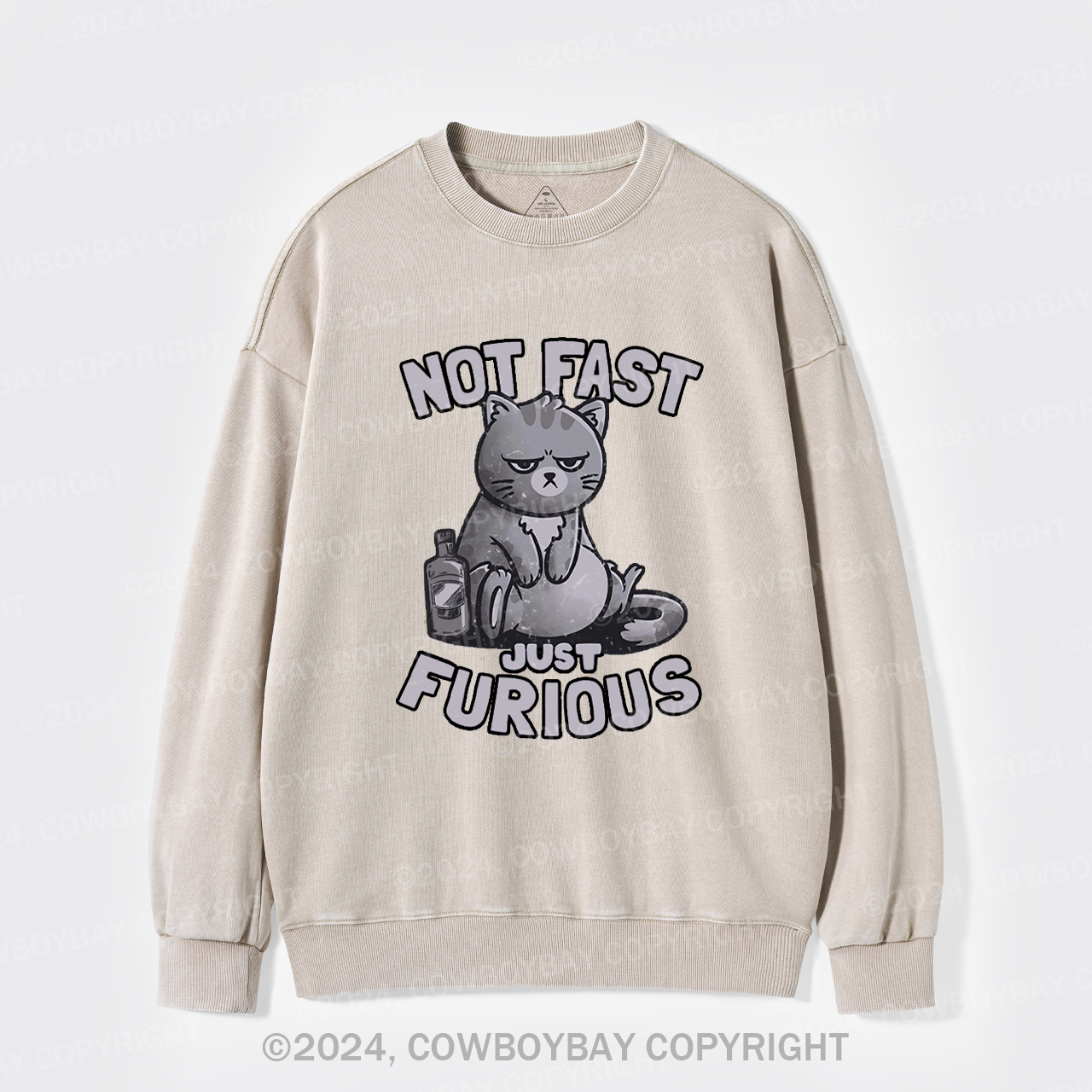 Not Fast Just Furious Cat Washed Sweatshirts