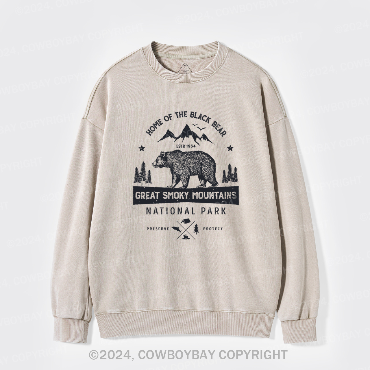 Great Smoky Mountains Home Of The Black Bear Washed Sweatshirts