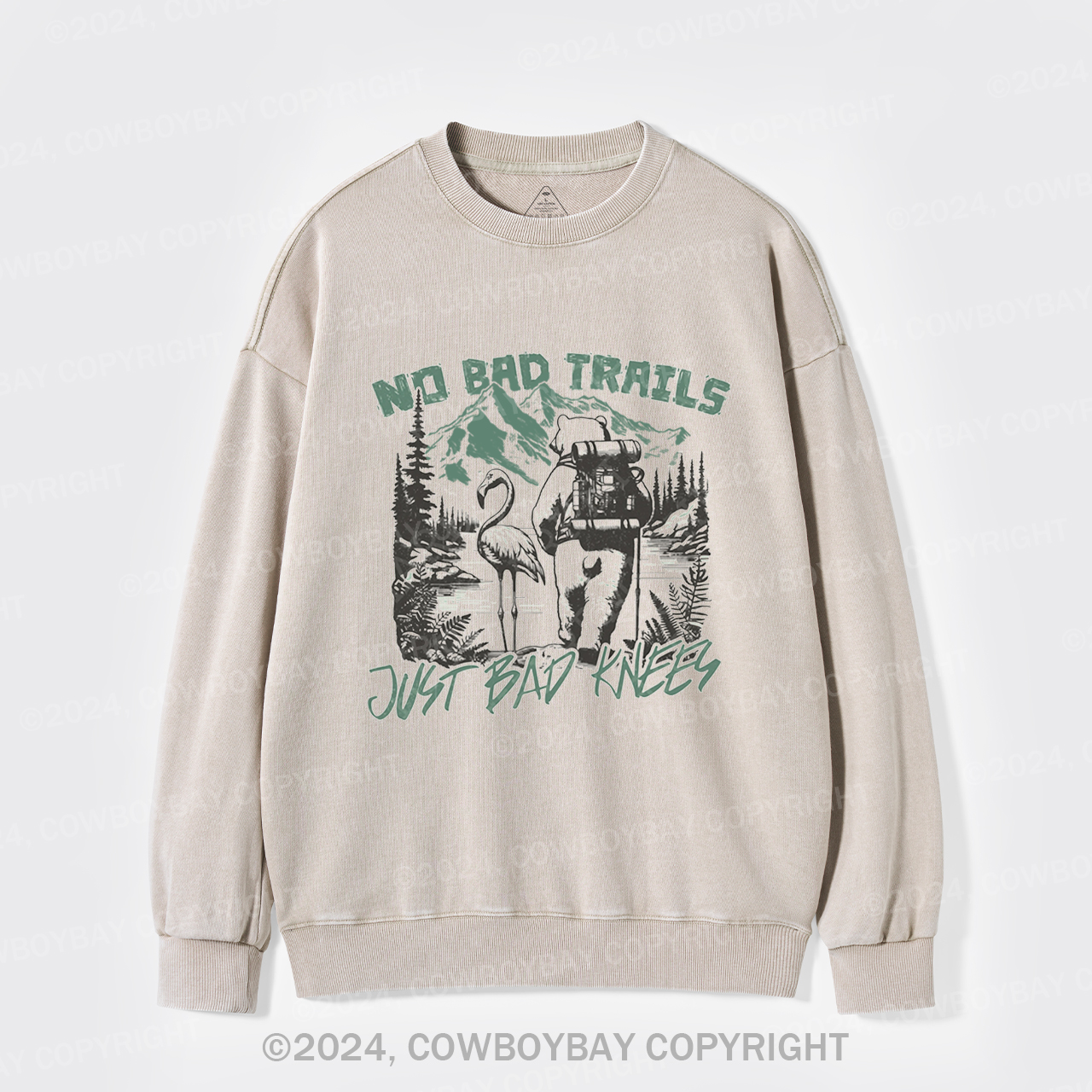 Nature Adventure No Bad Trails Just Bad Knees Washed Sweatshirts