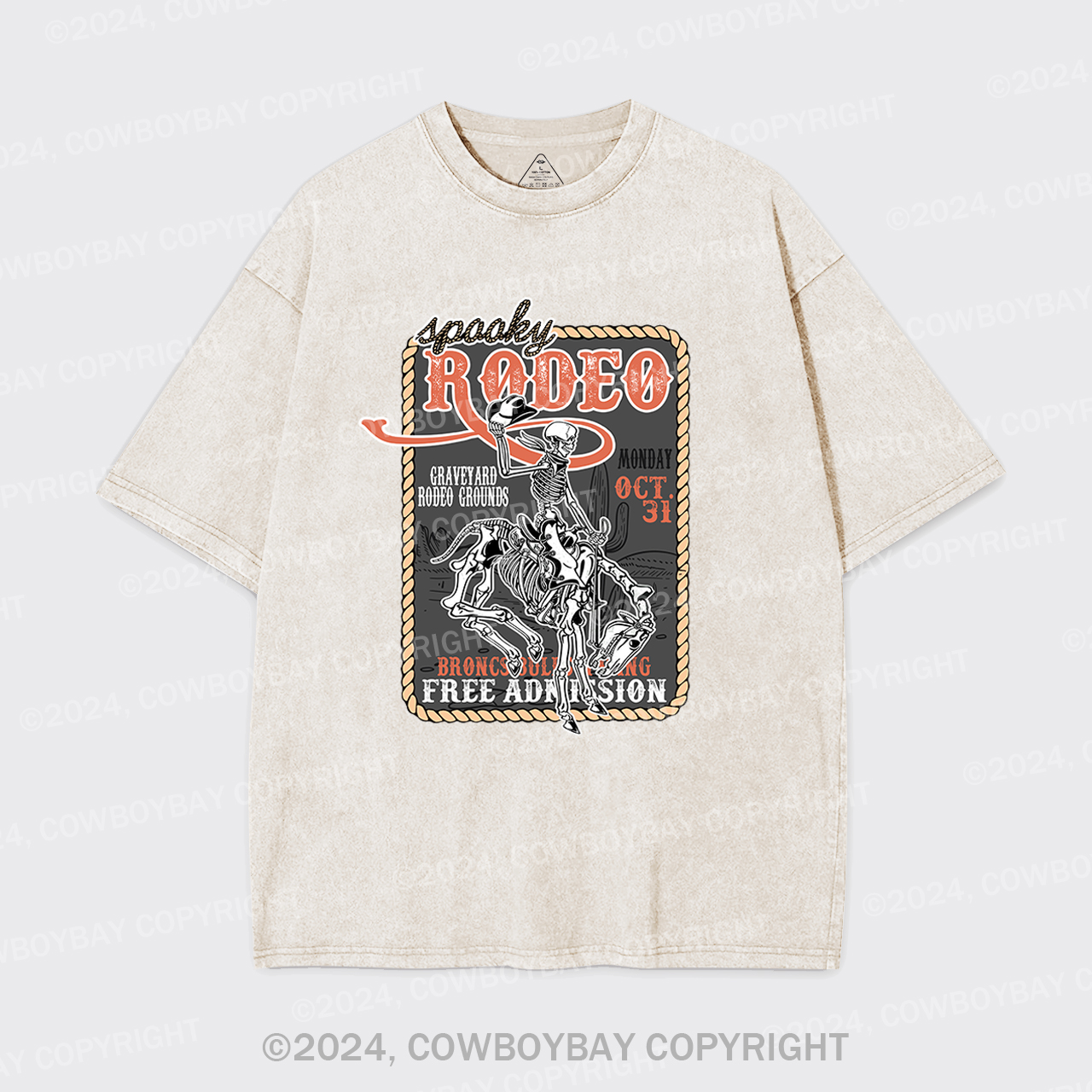 Funny Skeletons In Weird Rodeo Garment-dye Tees