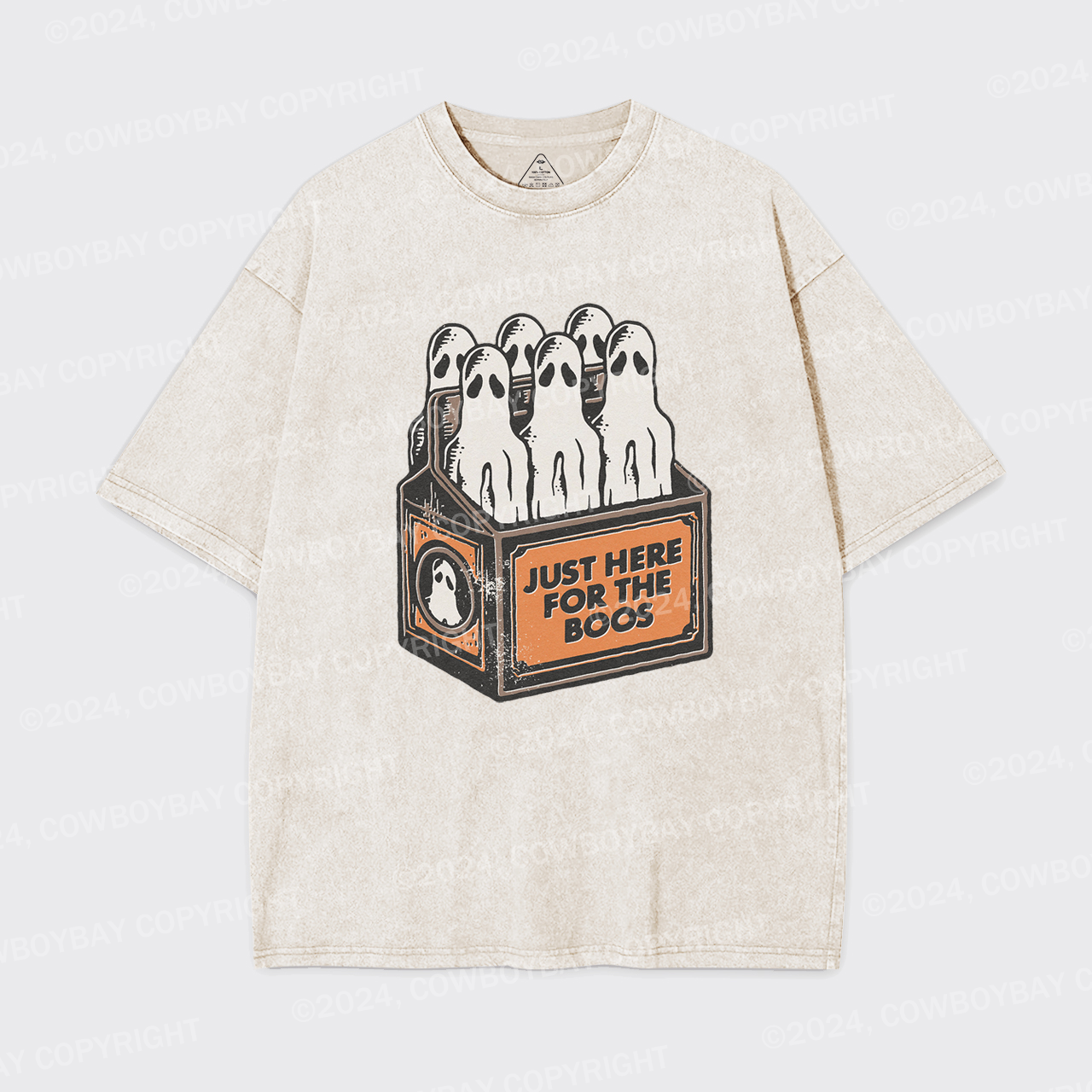 Here For The Boos 6 Pack Booze Ghost Beer Bottles Garment-dye Tees