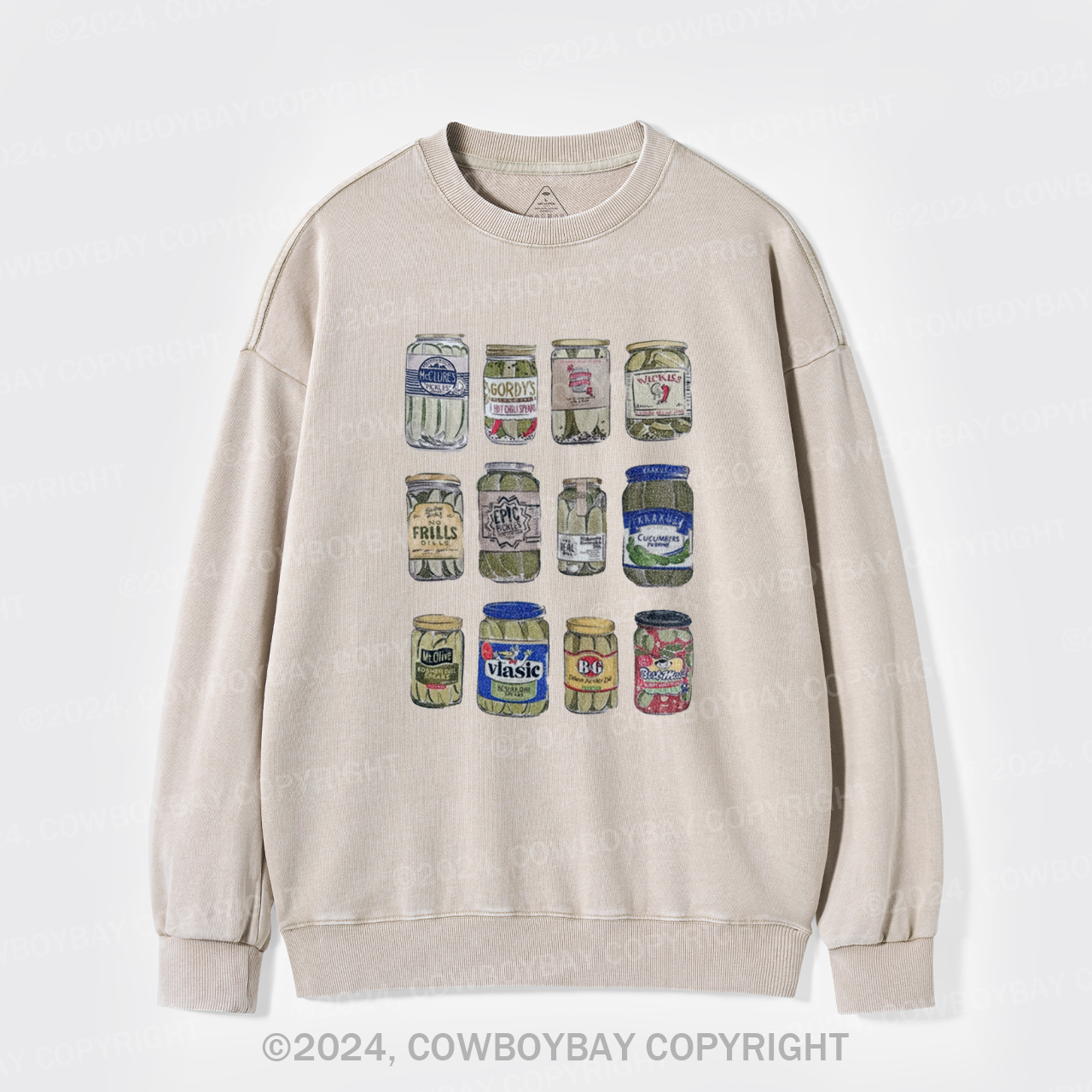 Vintage Canned Pickles Funny Washed Sweatshirts