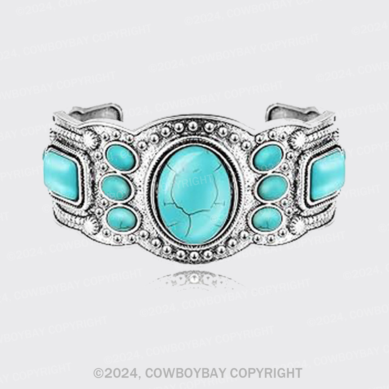 Vintage Ethnic Style Open Turquoise Bracelet