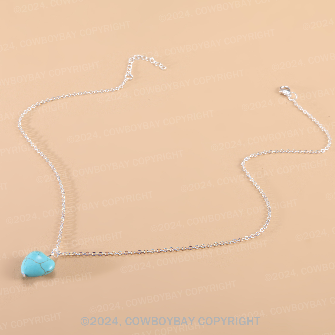 Vintage Blue Heart Pendant Necklace