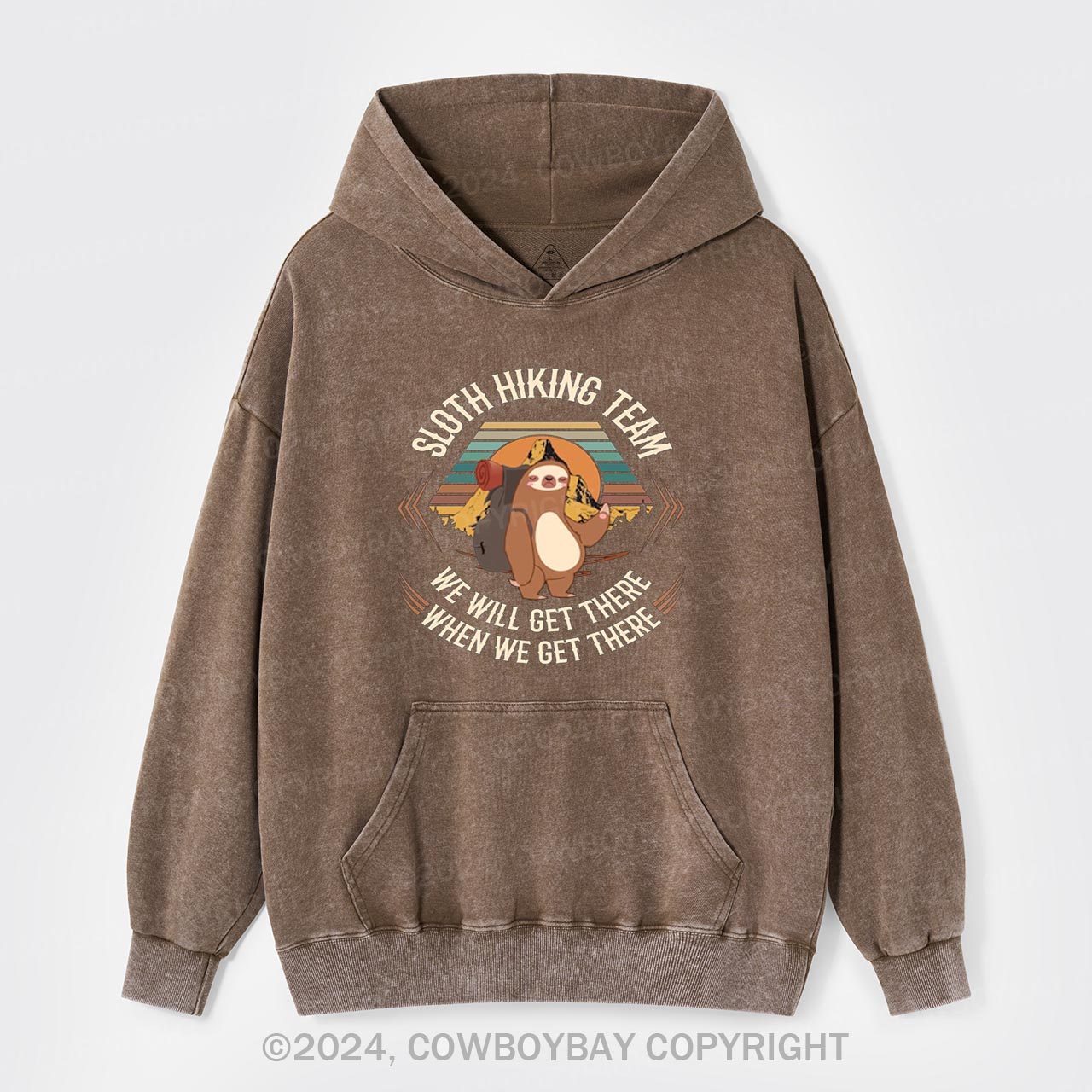 Sloth Hiking Team Garment Dye Hoodies Sale Cowboybay