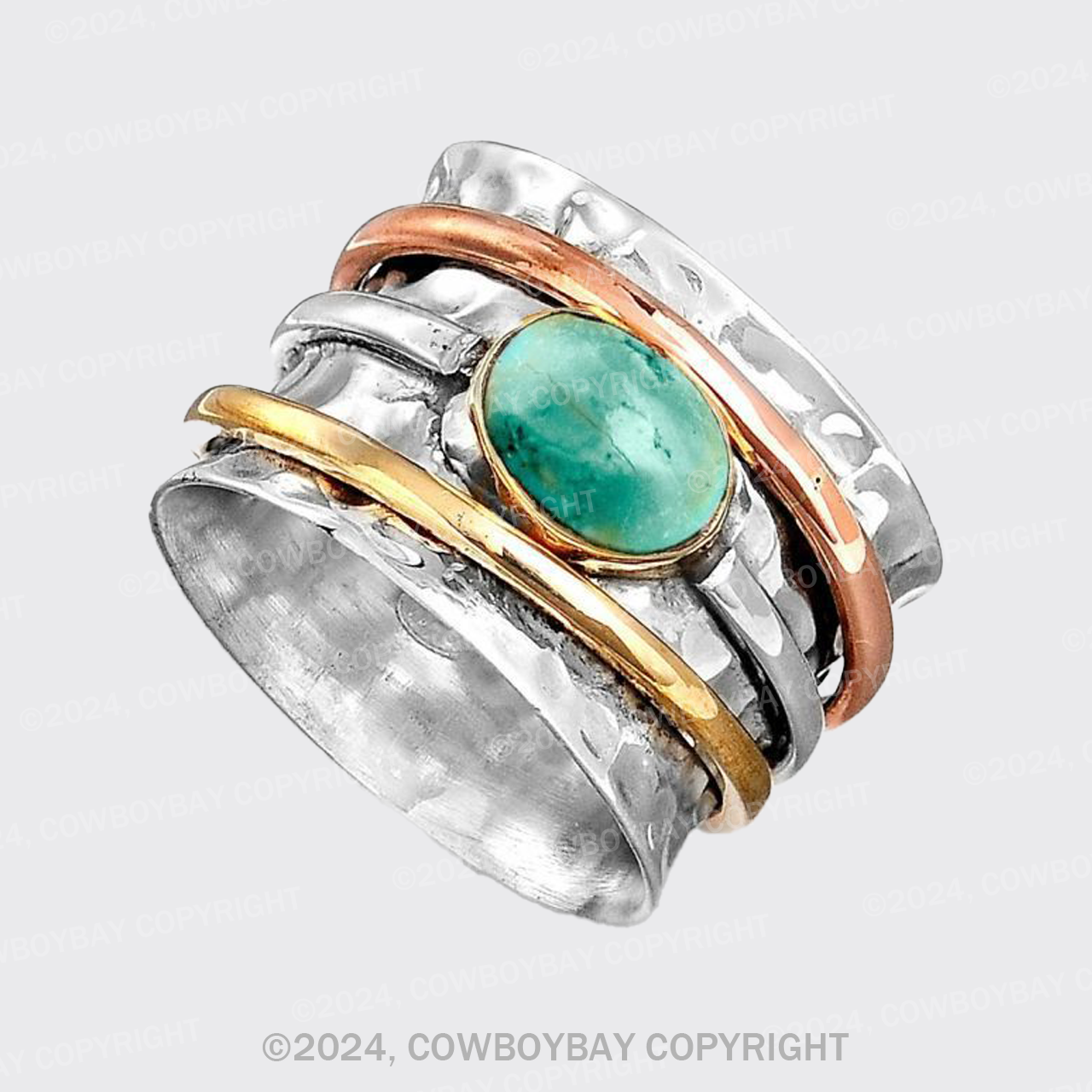 Vintage Turquoise Plated Tri-color Ring