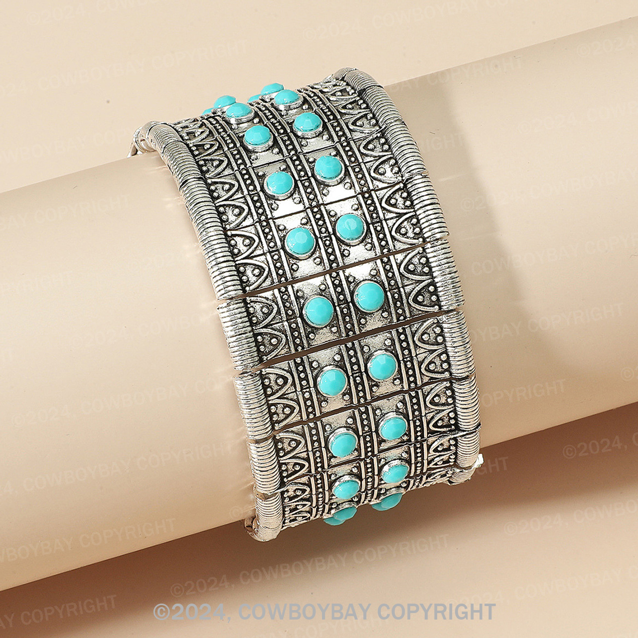 Vintage Inlaid Resin Simple Stretch Bracelet