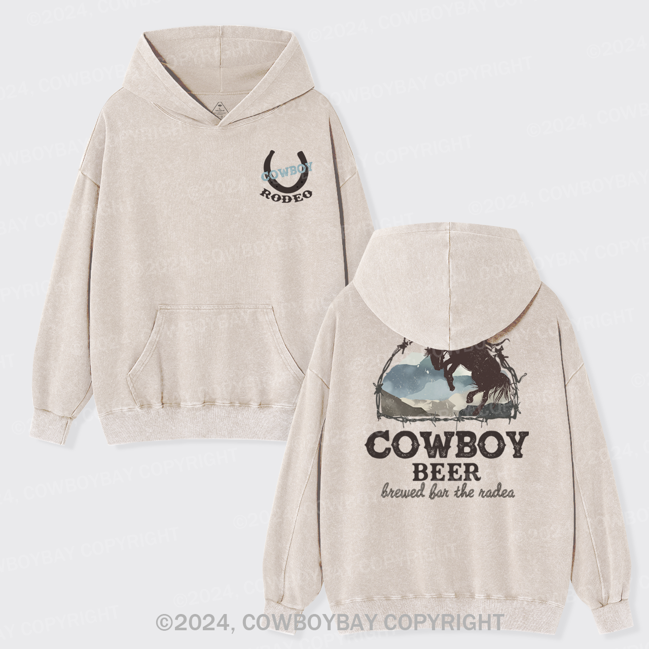 Beers Brewed for The Cowboy Rodeo Garment-Dye Hoodies
