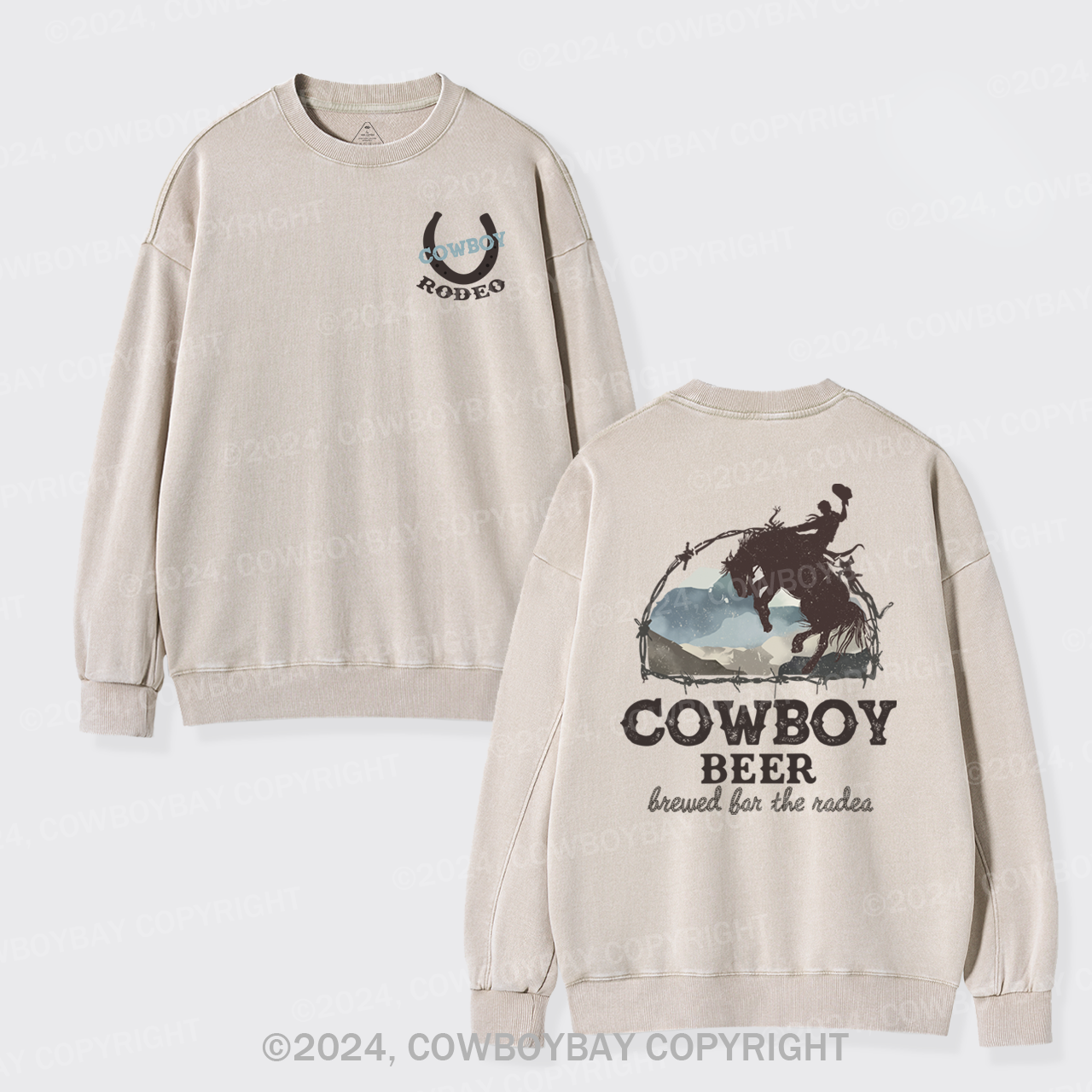 Beers Brewed for The Cowboy Rodeo Washed Sweatshirts