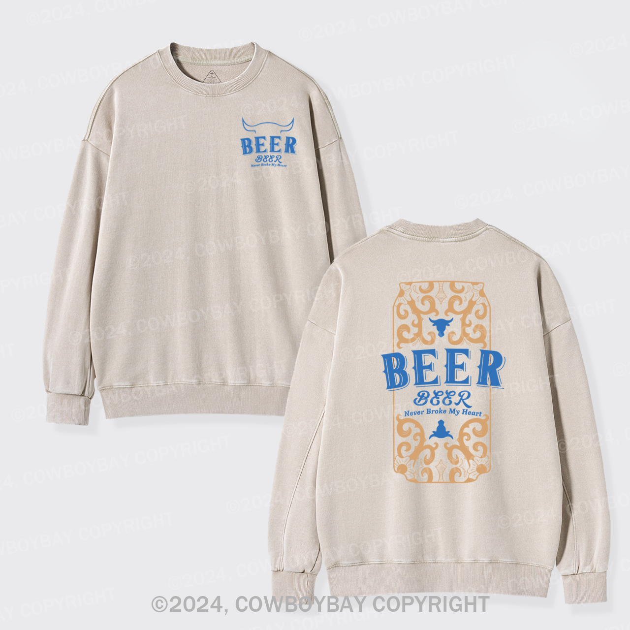 Bull's Head With Beer Washed Sweatshirts