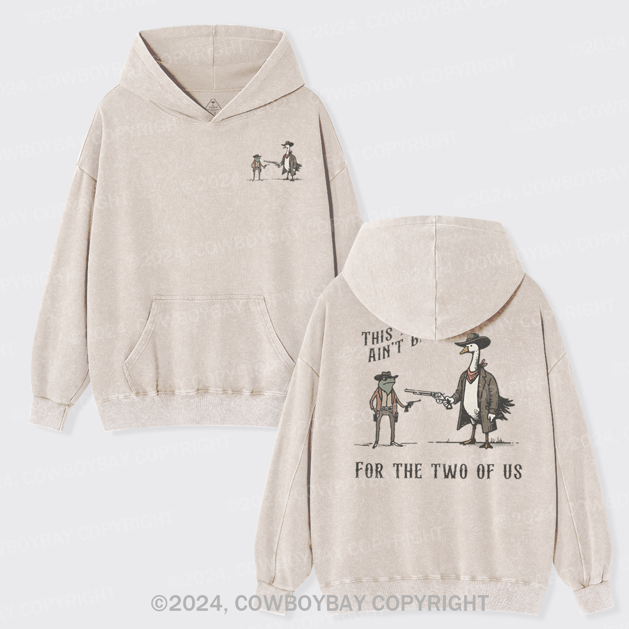 Vintage Silly Goose And Frog Garment-Dye Hoodies