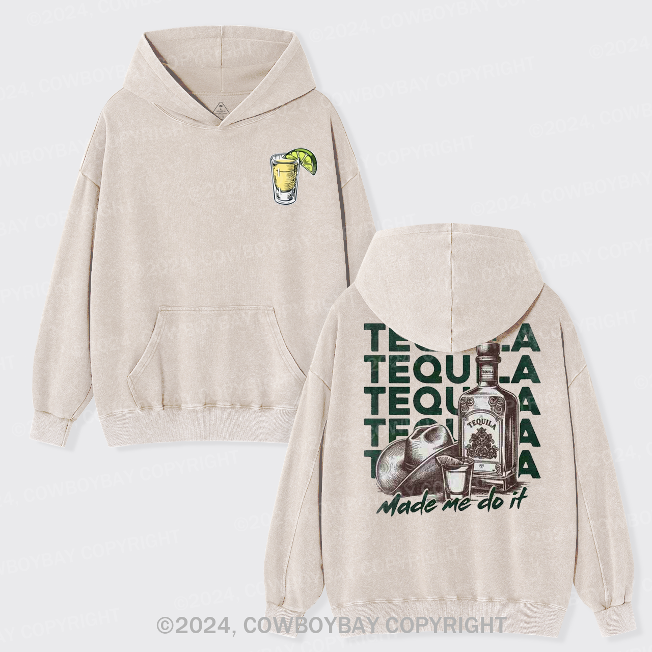 Cute Tequila Shot Lover Garment-Dye Hoodies