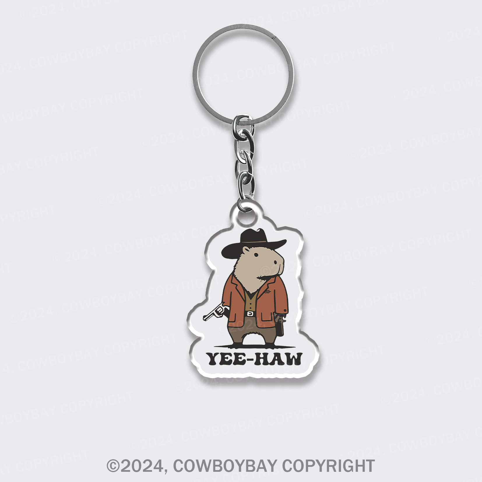 Funny Capybara Cowboy Keychain