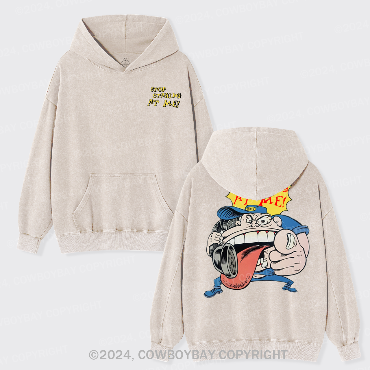 Stop Staring At Me Garment-Dye Hoodies