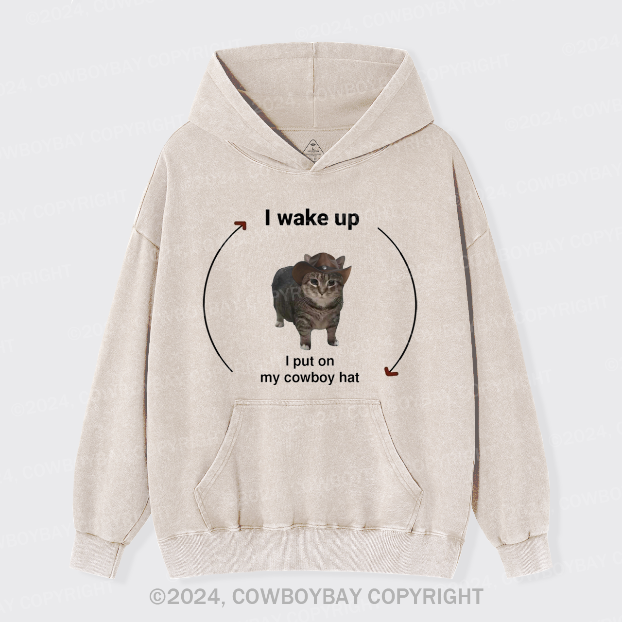 I Wake Up,I Put On My Cowboy Hat Garment-Dye Hoodies