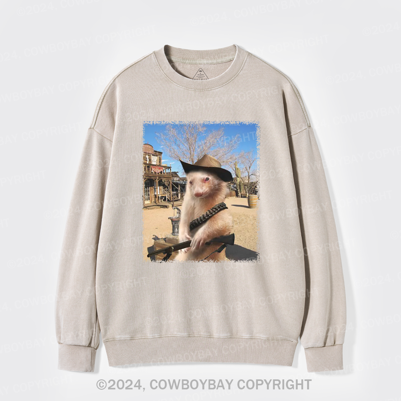 Funny Ferret Cowboy Washed Sweatshirts