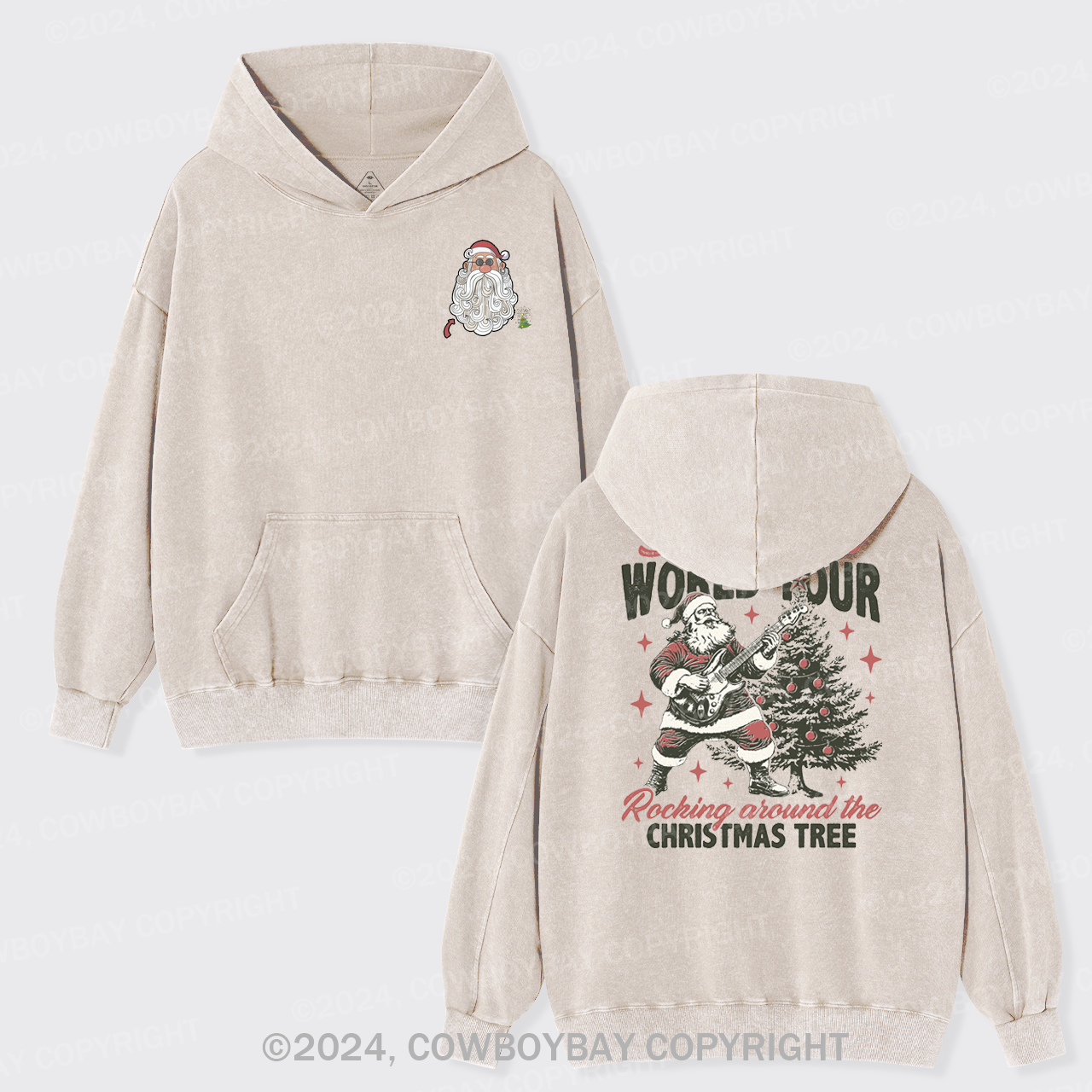 Retro Santa Claus Garment-Dye Hoodies