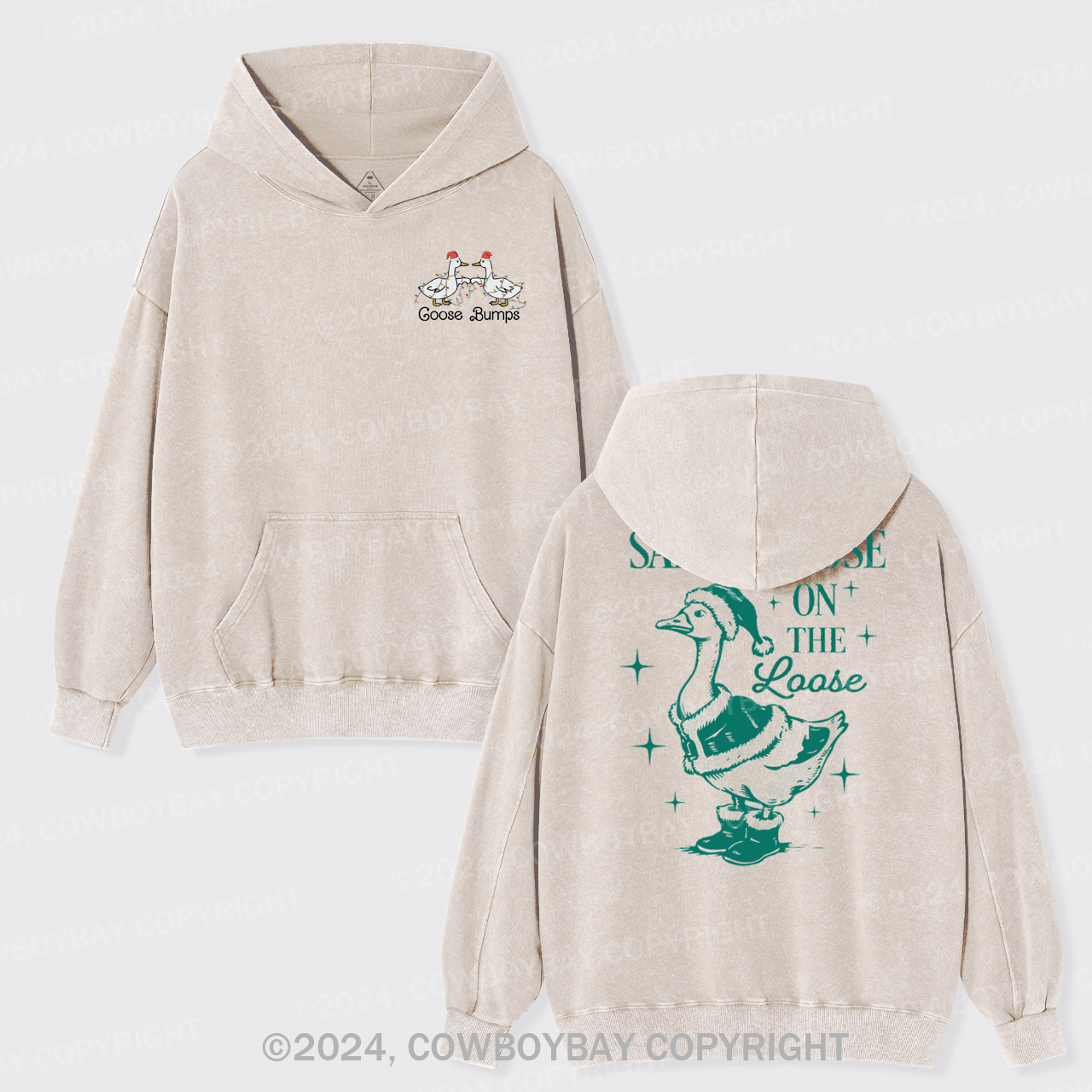 Santa Goose On The Loose Garment-Dye Hoodies