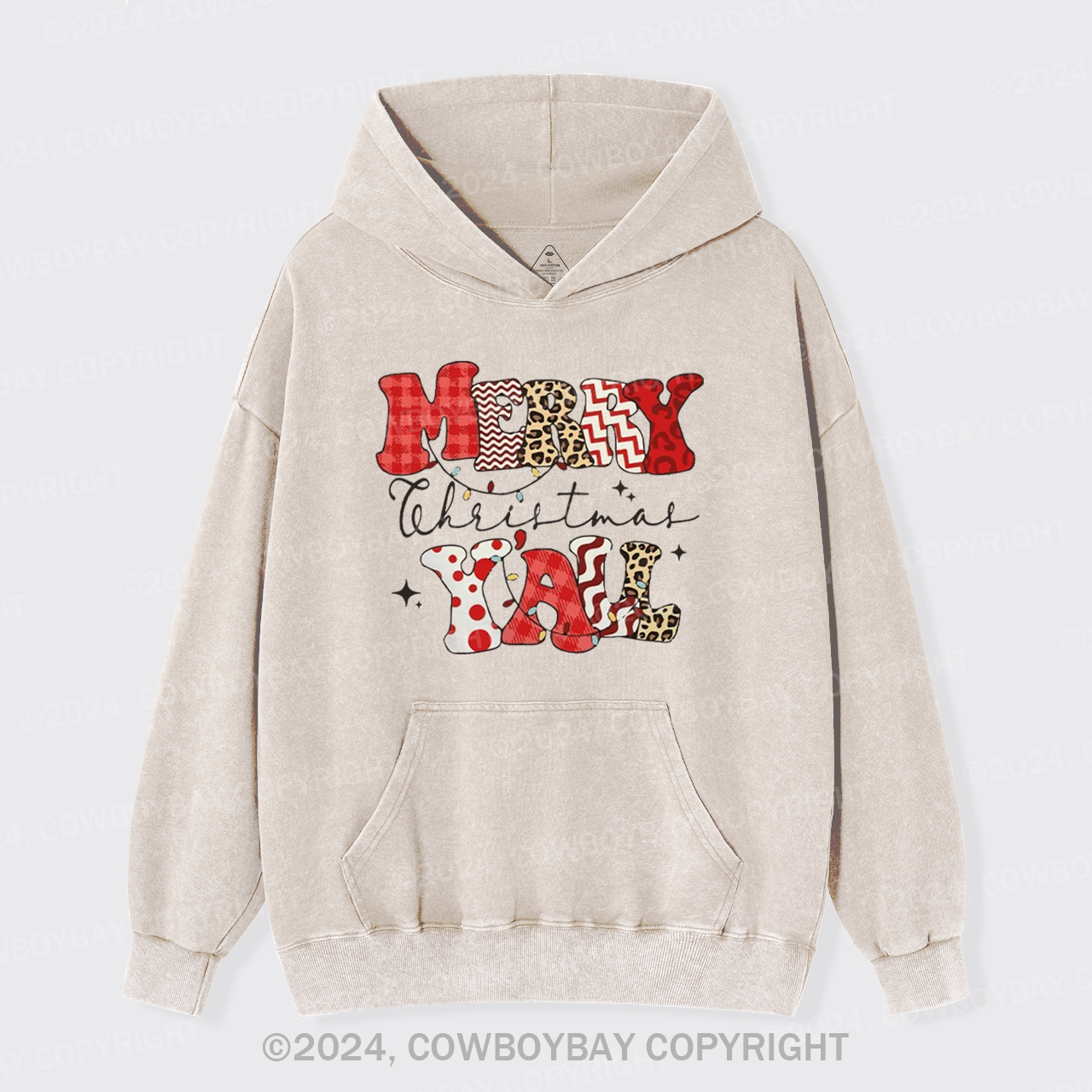 Merry Christmas Yall Garment-Dye Hoodies