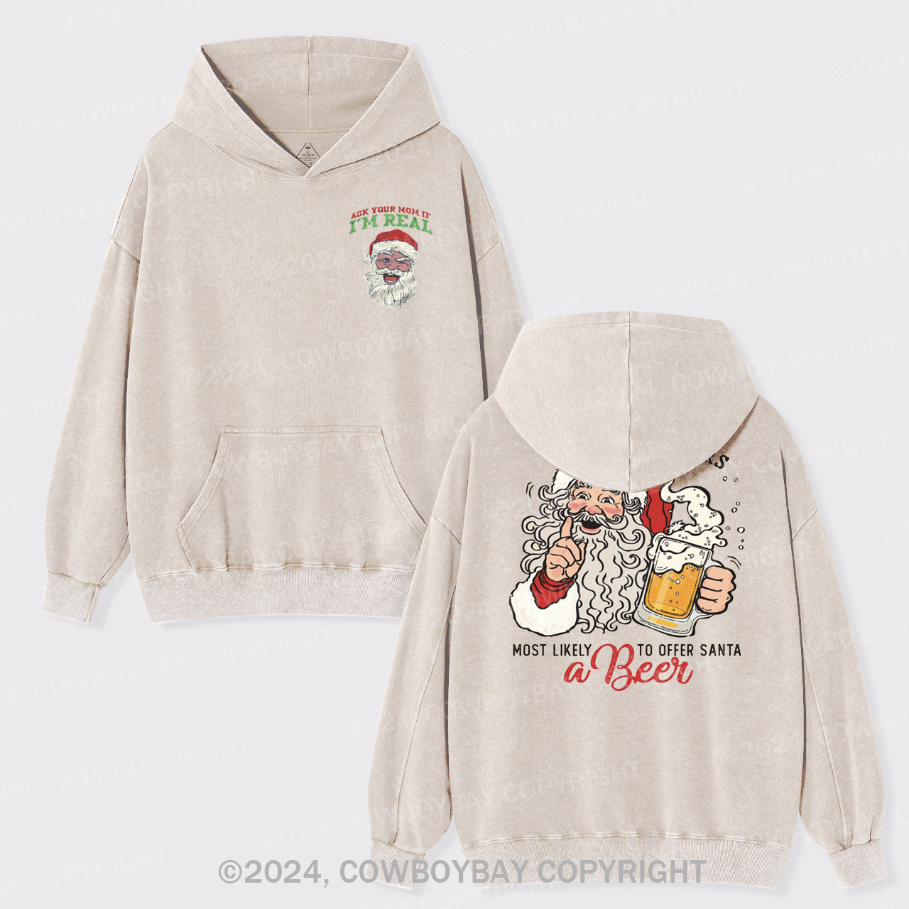 Most Likely To Offer Santa A Beer Garment-Dye Hoodies