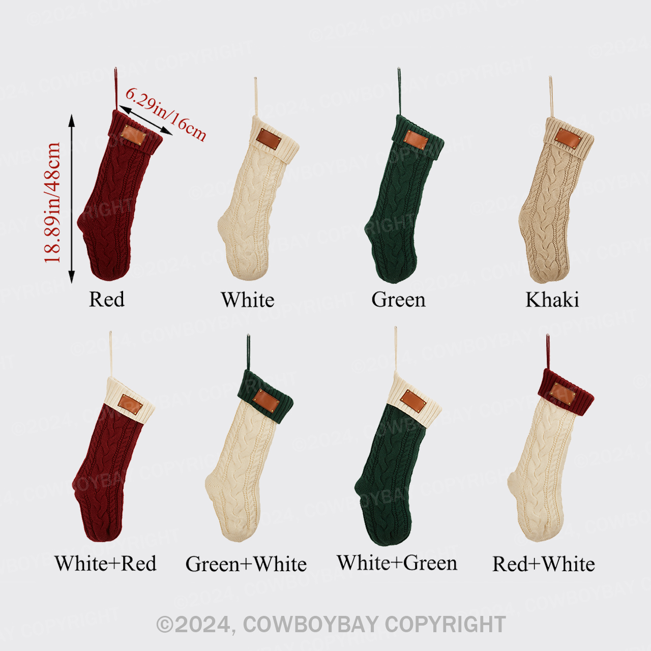 Personalized Name Brown leather Christmas Stockings