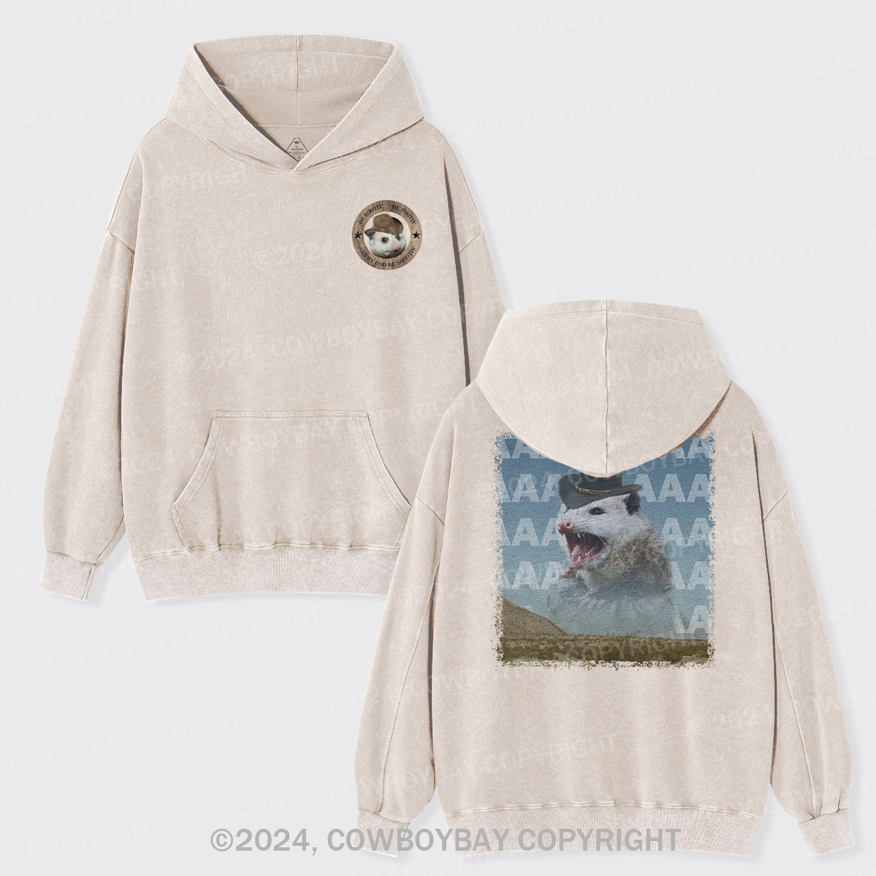 Be Rootin Be Tootin Be Shootin Possum Garment-Dye Hoodies