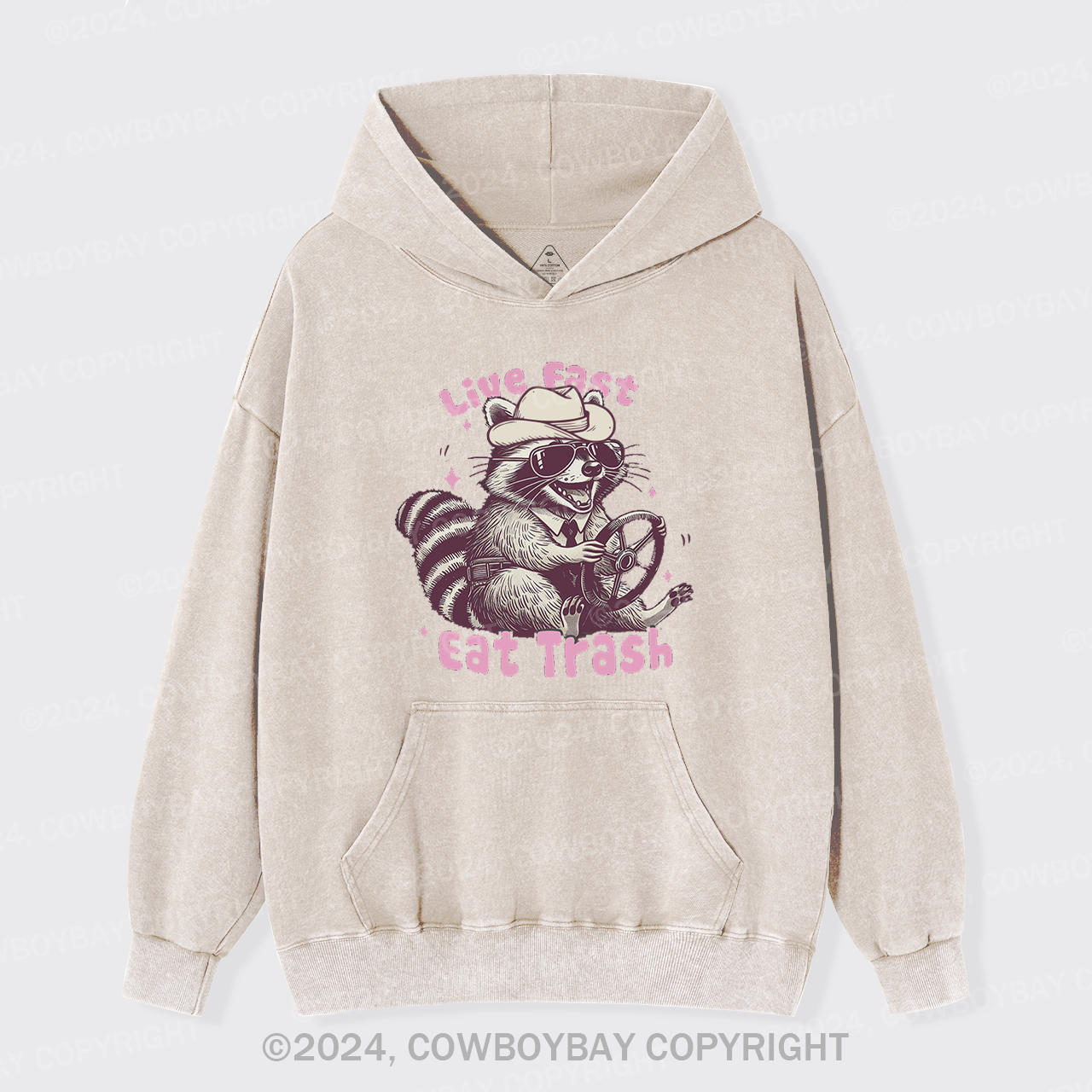Live Fast Eat Trash Raccoon Garment-Dye Hoodies