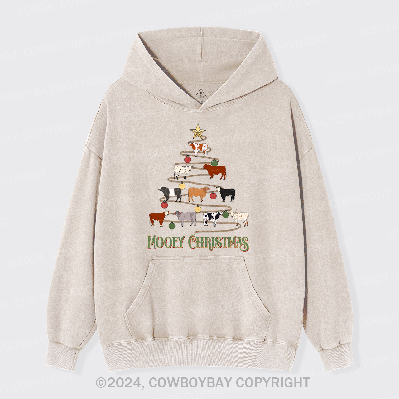 Mooey Christmas Garment-Dye Hoodies