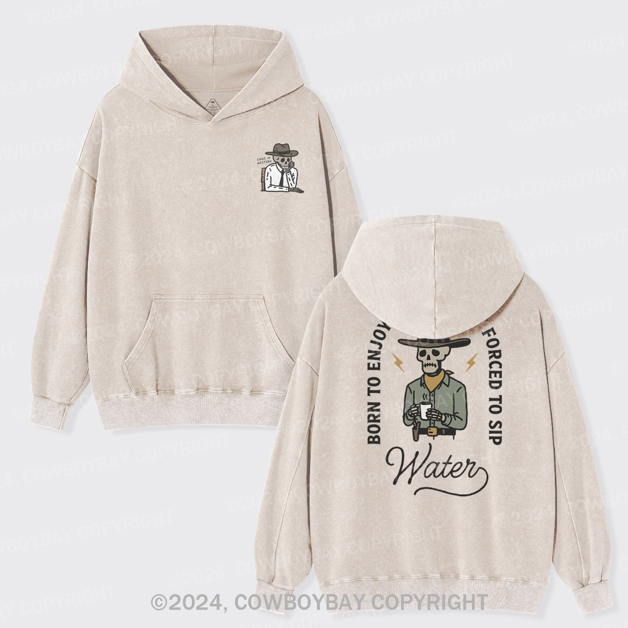 Vintage Sad Office Cowboy Garment-Dye Hoodies