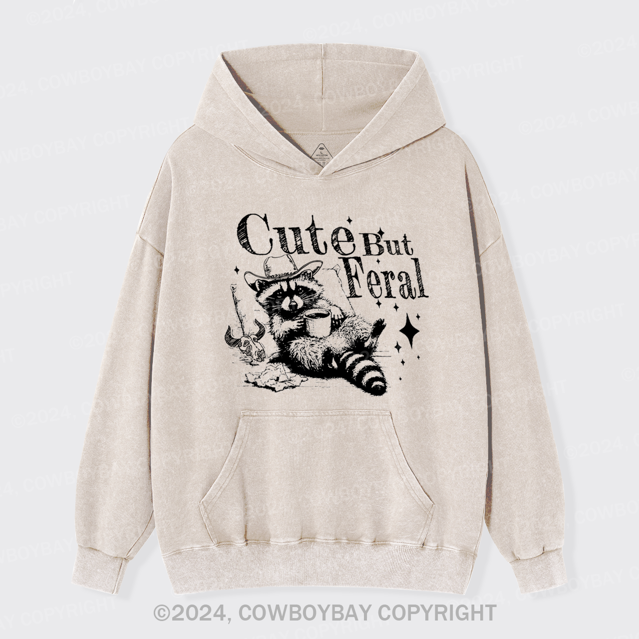 Cute But Feral Raccoon Garment-Dye Hoodies