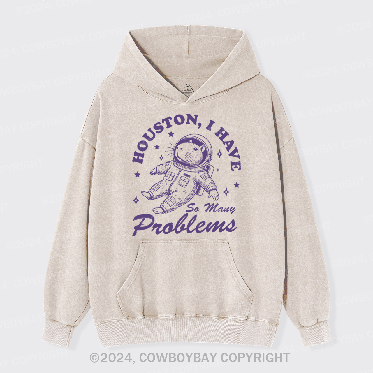 Funny Capybara in Outer Space Garment-Dye Hoodies