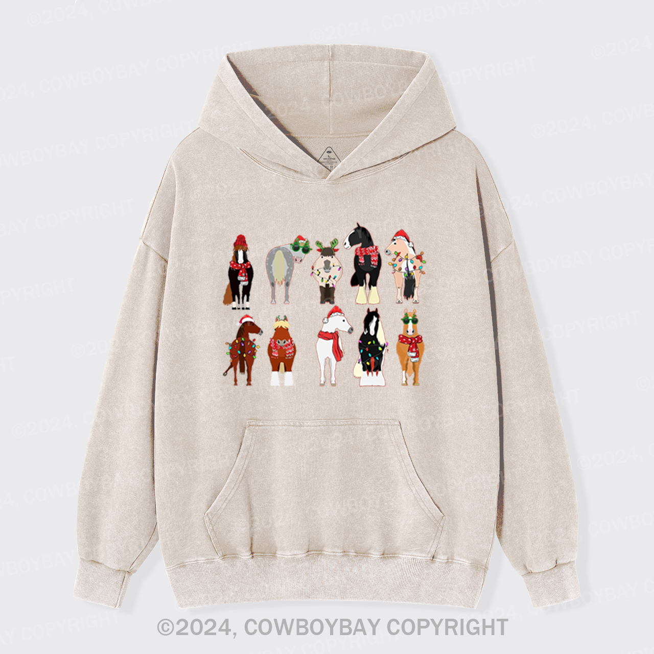 Christmas Farm Animals Garment-Dye Hoodies