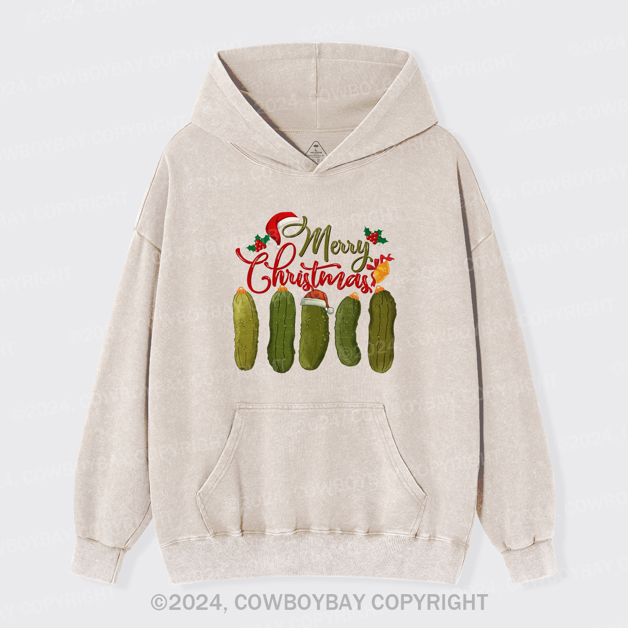 Pickles Merry Christmas Garment-Dye Hoodies