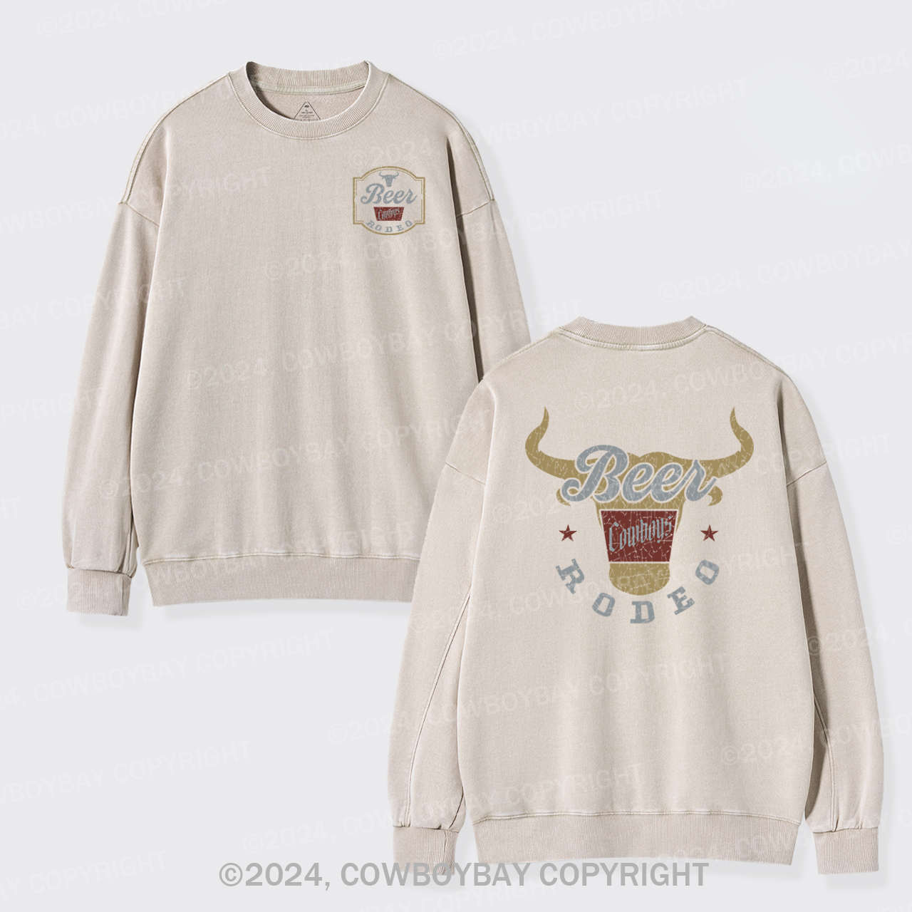 New Beer Rodeo Cowboys Washed Sweatshirts