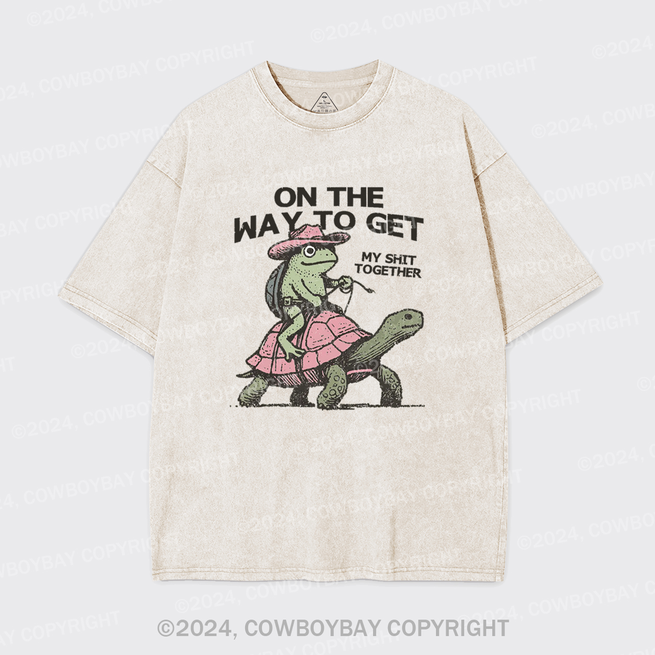 Cowboy Frog On Turtle Garment-dye Tees