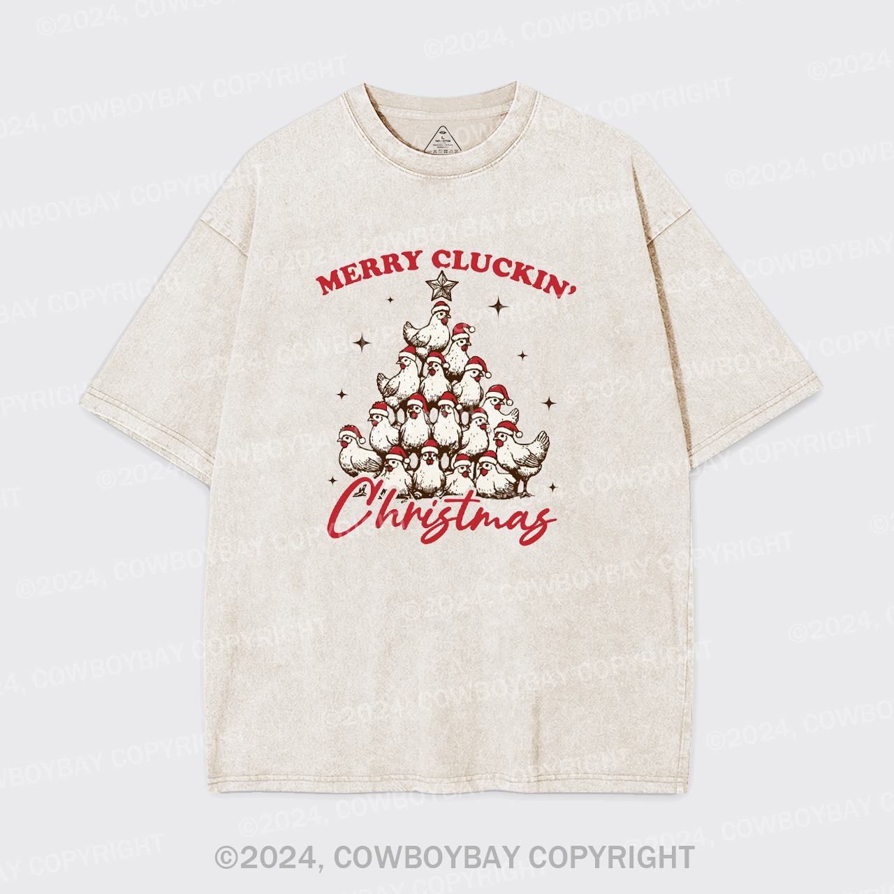 Merry Christmas Chickens Garment-dye Tees