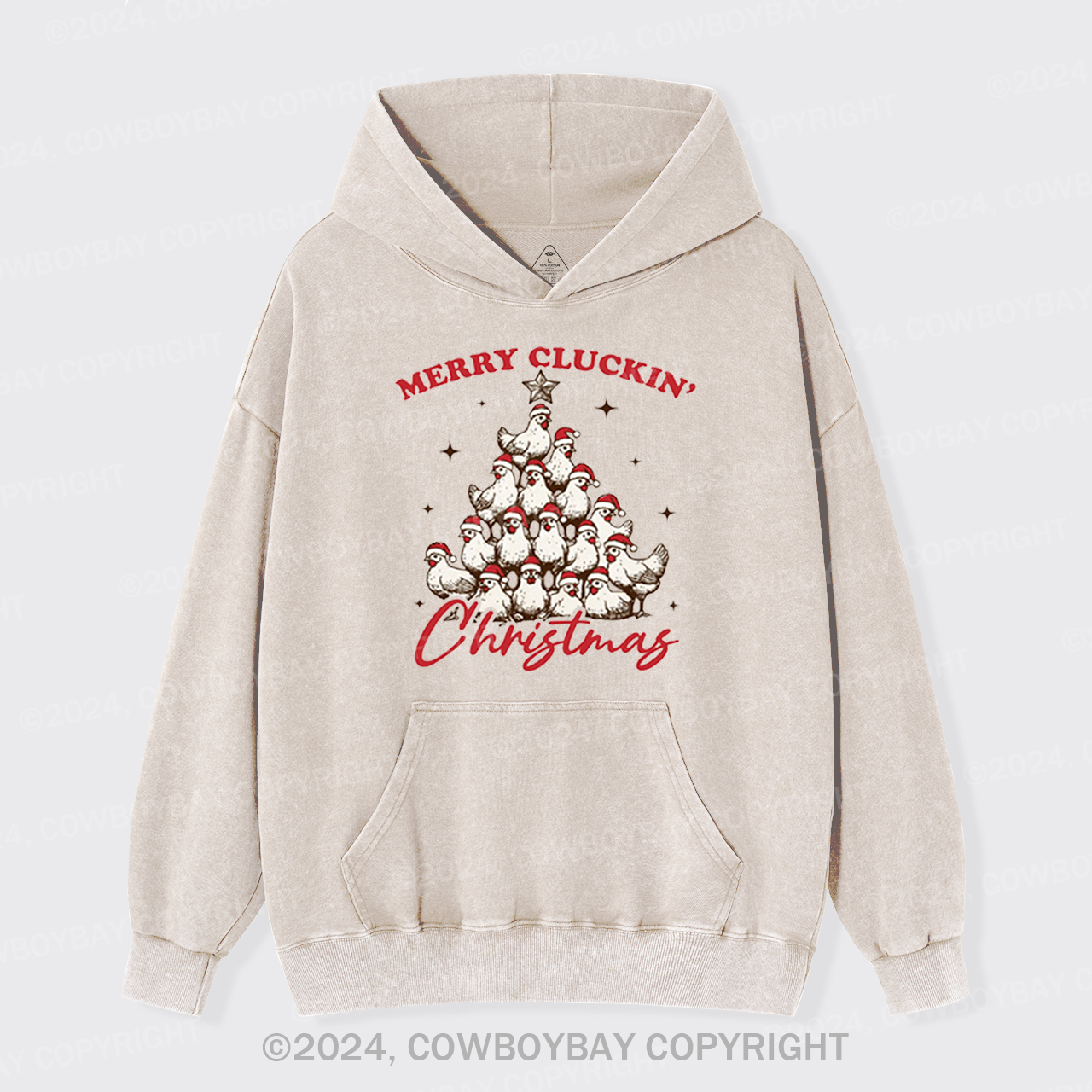 Merry Christmas Chickens Garment-Dye Hoodies