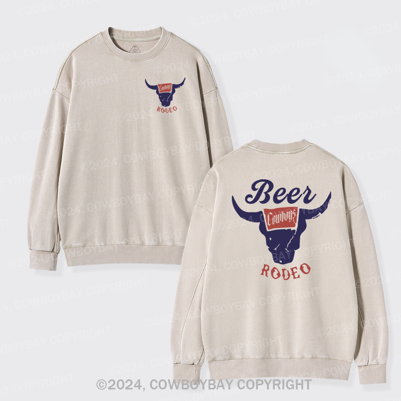 Retro Beer Rodeo Inspired Washed Sweatshirts