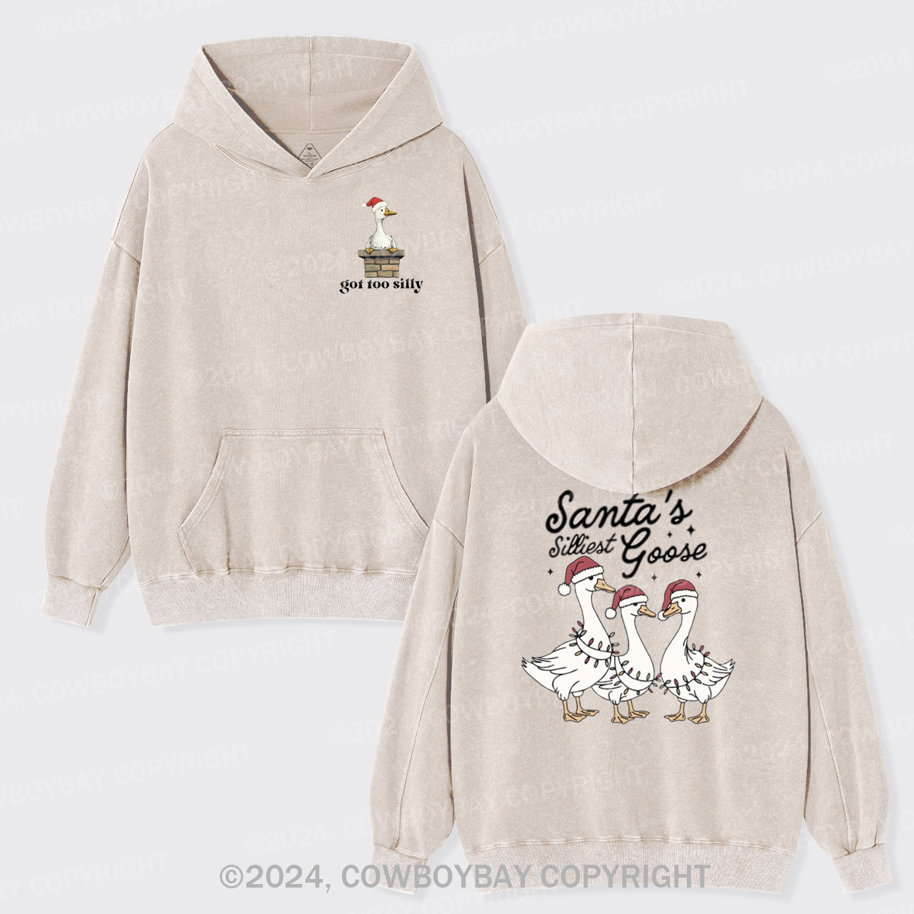 Santa's Silliest Goose Garment-Dye Hoodies