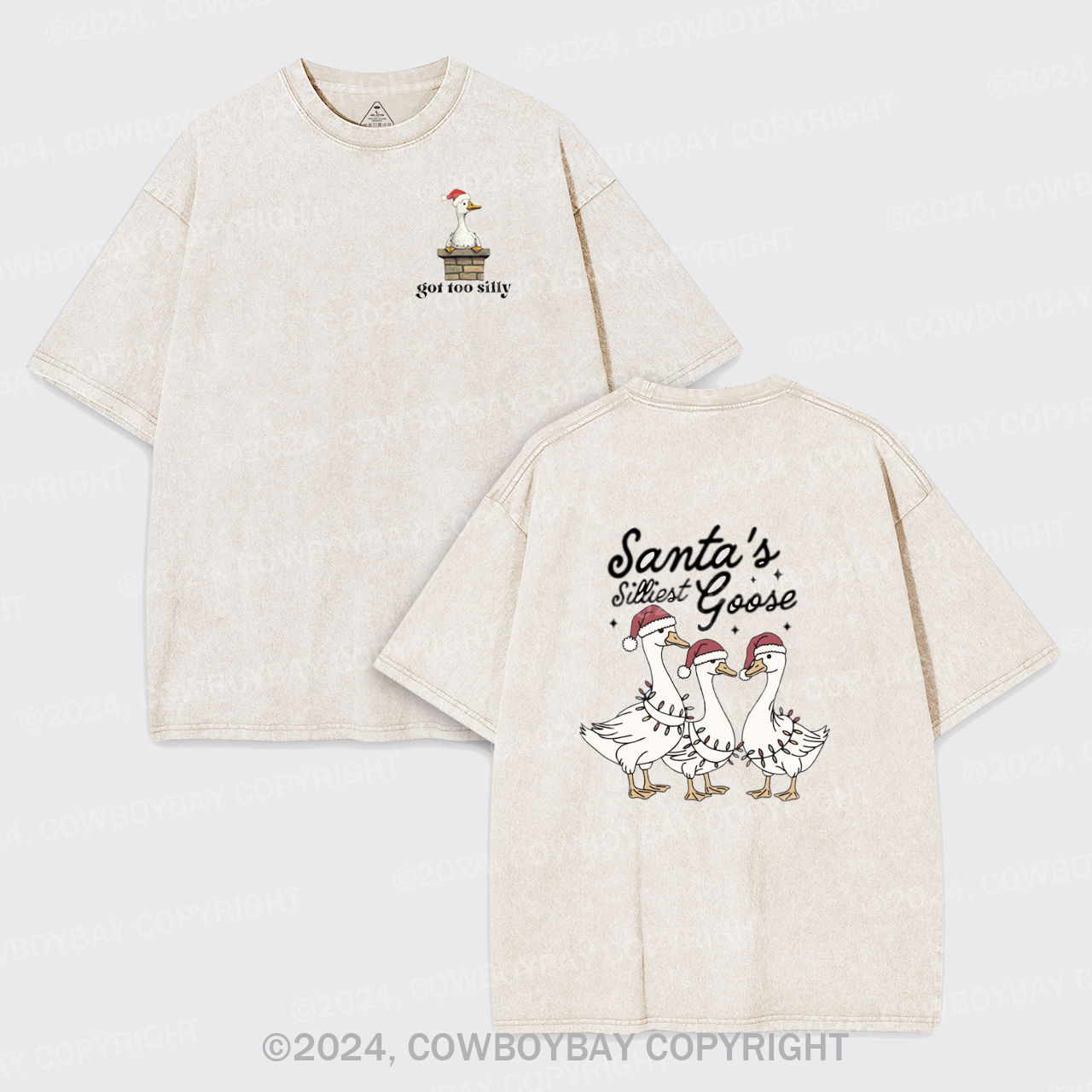 Santa's Silliest Goose Garment-dye Tees