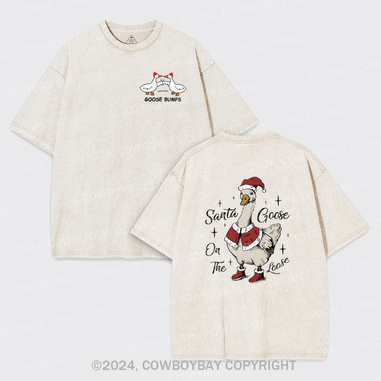 Santa Goose On The Loose Garment-dye Tees