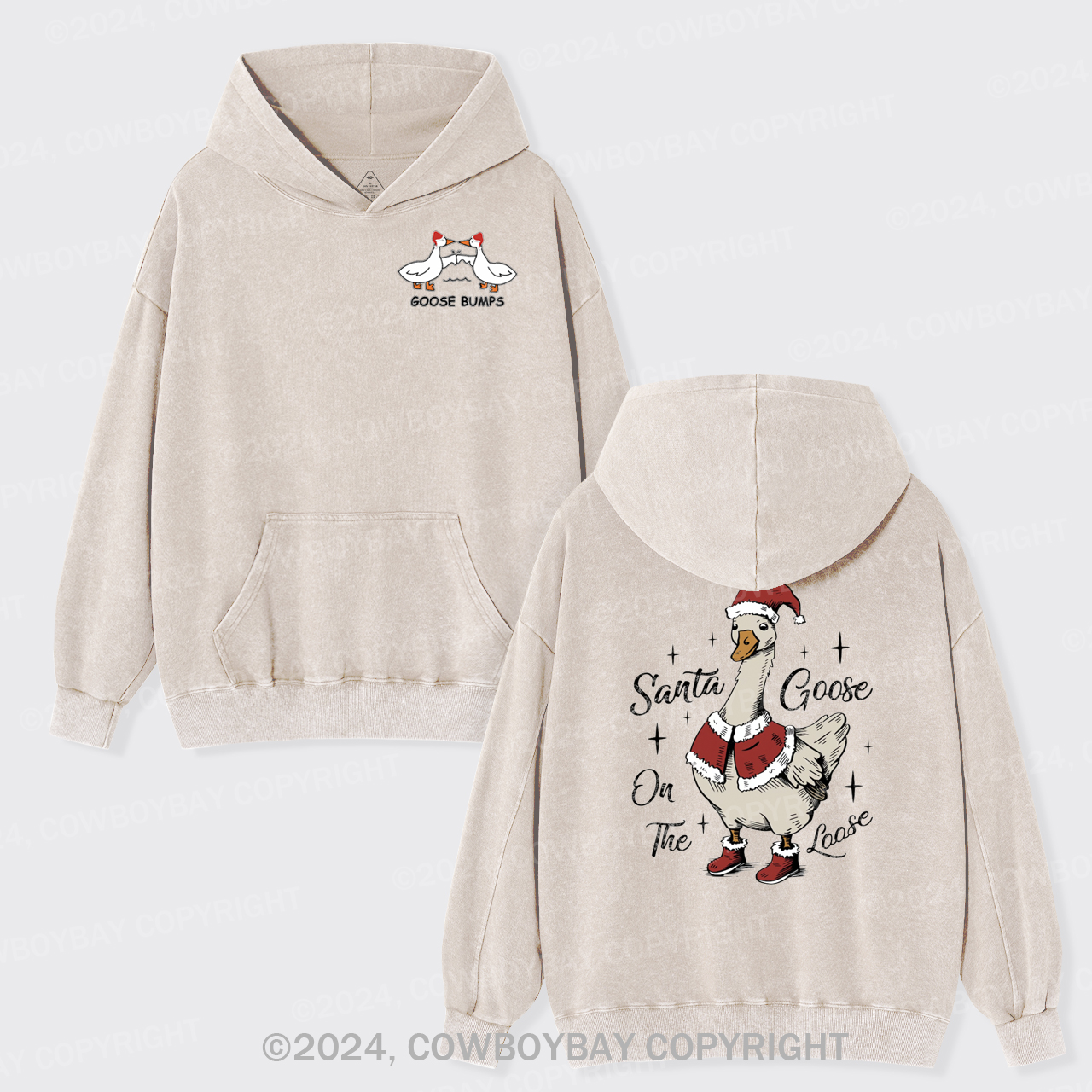 Santa Goose On The Loose Garment-Dye Hoodies