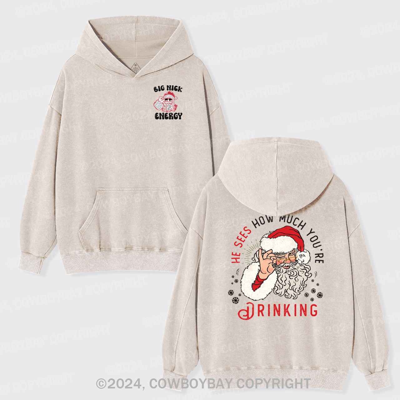 He Sees How Much You're Drinking Garment-Dye Hoodies