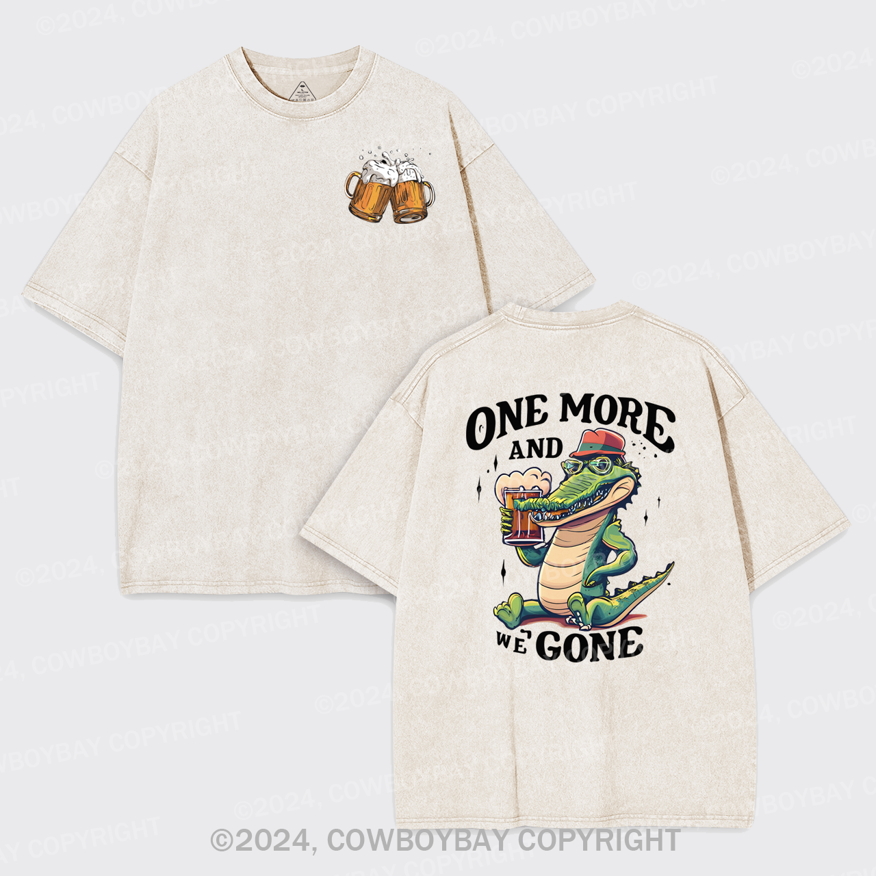 A Crocodile Drinking Beer Garment-dye Tees