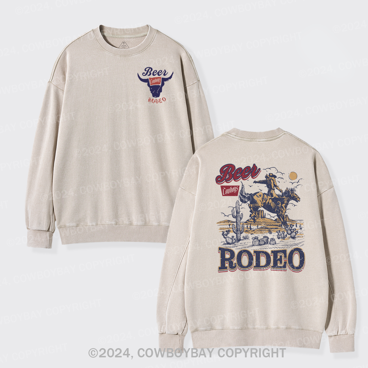 Beer Vintage Vibe Cowboy Washed Sweatshirts