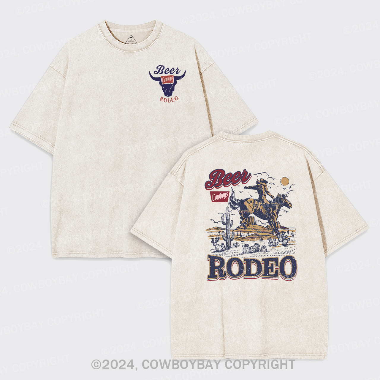 Beer Vintage Vibe Cowboy Garment-dye Tees