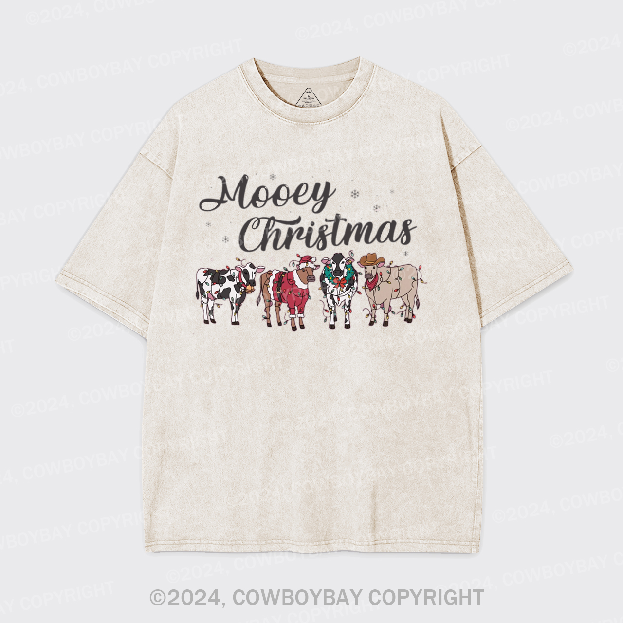 Farm Christmas Cow Garment-dye Tees