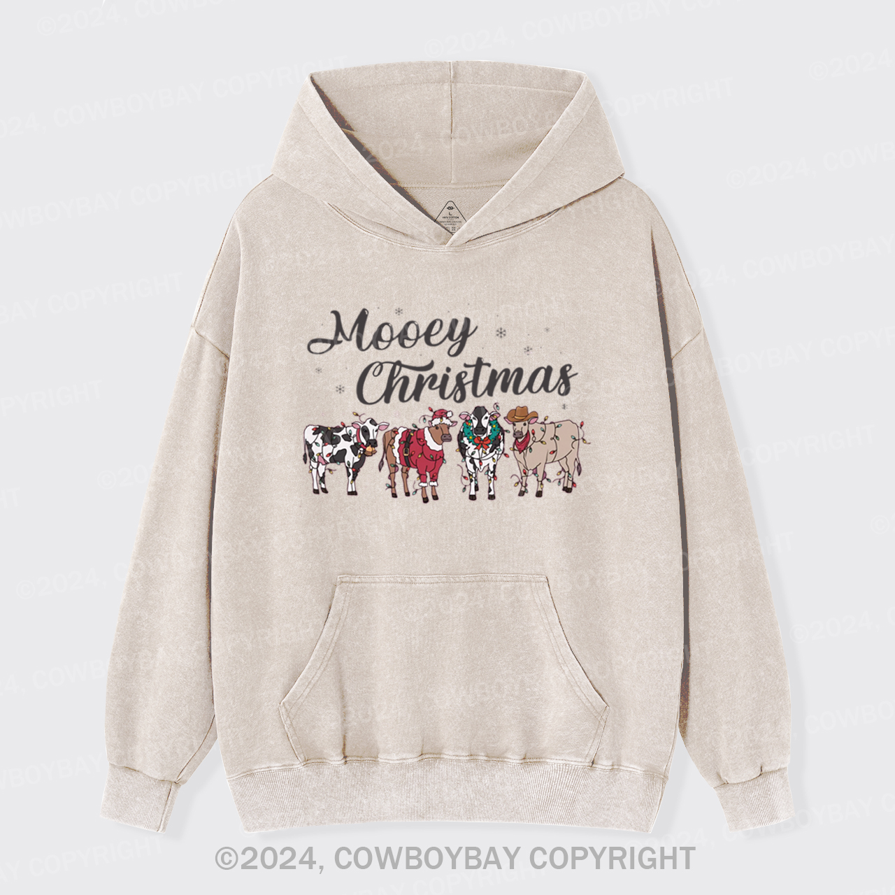 Farm Christmas Cow Garment-Dye Hoodies